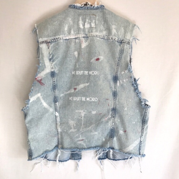 Vintage Up-Cycled Levi’s Distressed Vest Sz XL - Picture 2 of 4